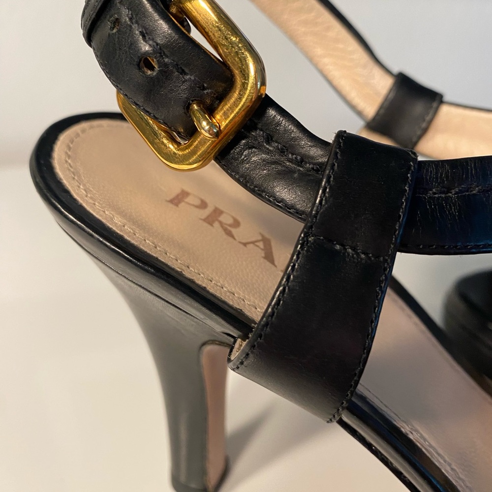 PRADA Platform Size 37/ 7 in Black Lather - Picture 5 of 6